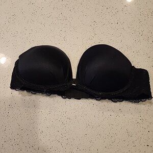 Fabulous By Victorias Secret Strapless Bra 34A Black Underwire Padded Push Up